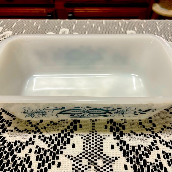 Kitchen Vintage Oblong Milk Glass Casserole Dish With Onion Pattern